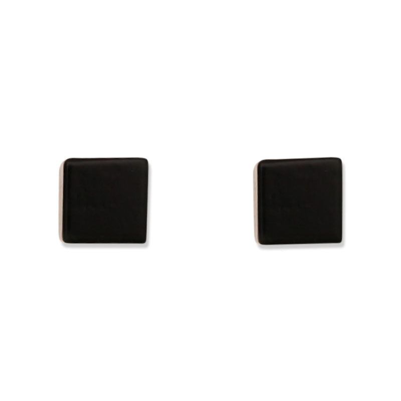 14K YELLOW GOLD BLACK NEPHRITE CUBE JADE EARRING UPC #395763