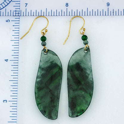 Blue Green Guatemalan Jadeite Jade Drop 14K Yellow Gold Earrings | UPC #402577