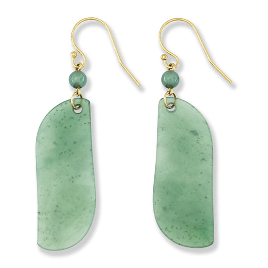 Blue Green Guatemalan Jadeite Jade 14K Yellow Gold Drop Earring | UPC #402492
