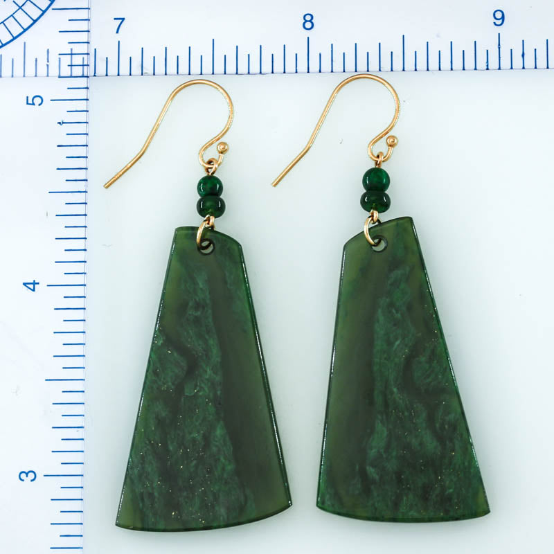 Green Nephrite Jade 14K Yellow Gold Drop Earring jade jewelry