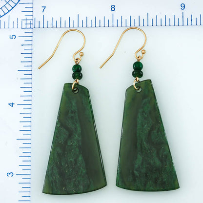 Green Nephrite Jade 14K Yellow Gold Drop Earring jade jewelry
