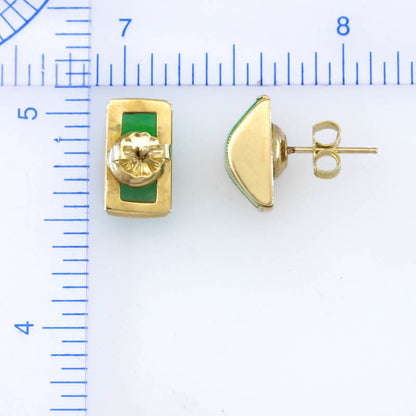 Vintage Green Jadeite Jade 14K Yellow Gold Bridge Stud Earring | UPC #401280