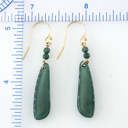 Blue Green Guatemalan Jadeite Jade Drop 14K Yellow Gold Earrings Jade Jewelry