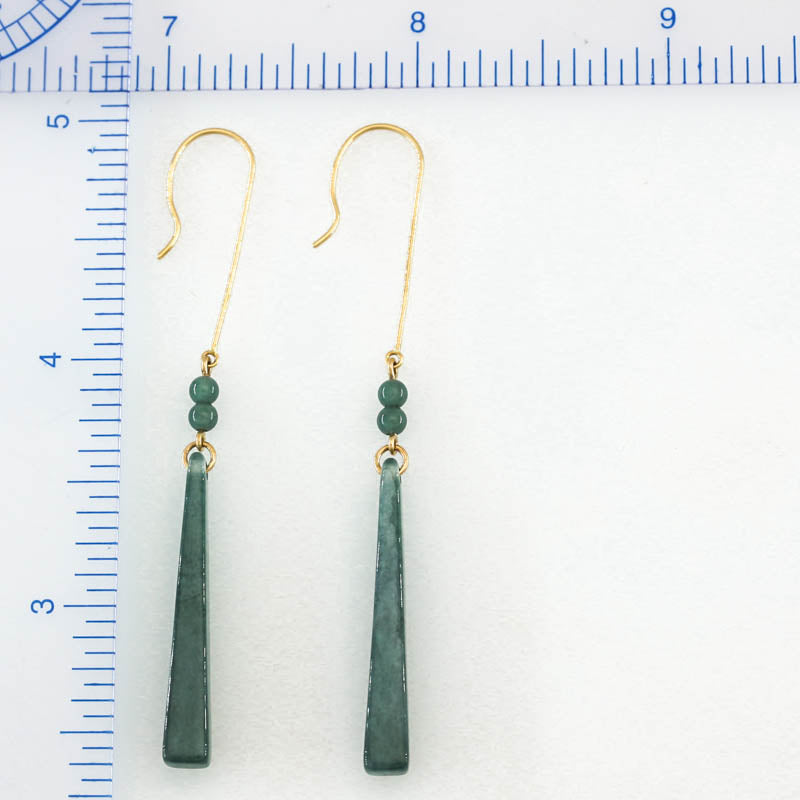Blue Green Jadeite Jade Drop 14K Yellow Gold Earrings | UPC #401655