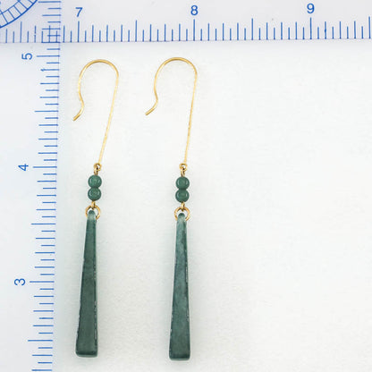 Blue Green Jadeite Jade Drop 14K Yellow Gold Earrings | UPC #401655