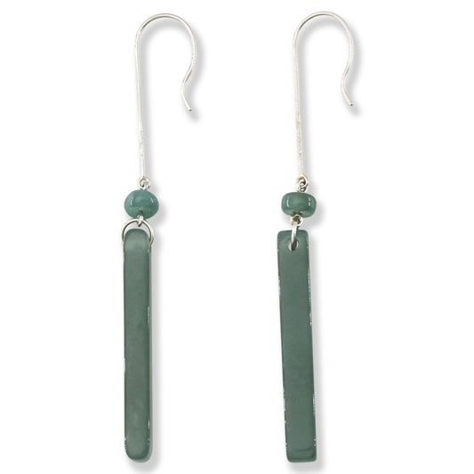 Blue Green Jadeite Jade Drop 14K White Gold Drop Earrings | UPC #402409