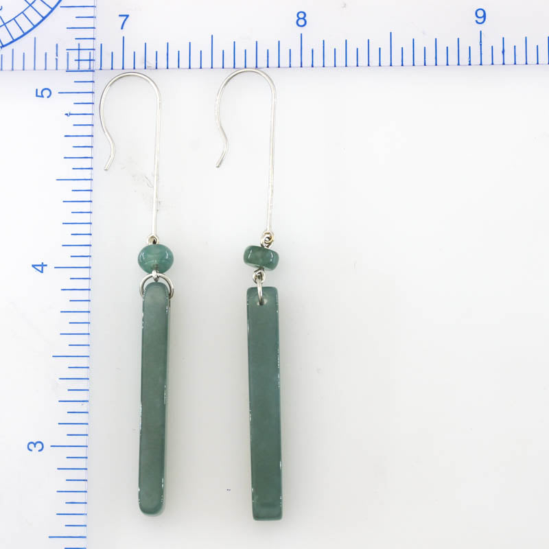 Blue Green Jadeite Jade Drop 14K White Gold Drop Earrings Jade Jewelry
