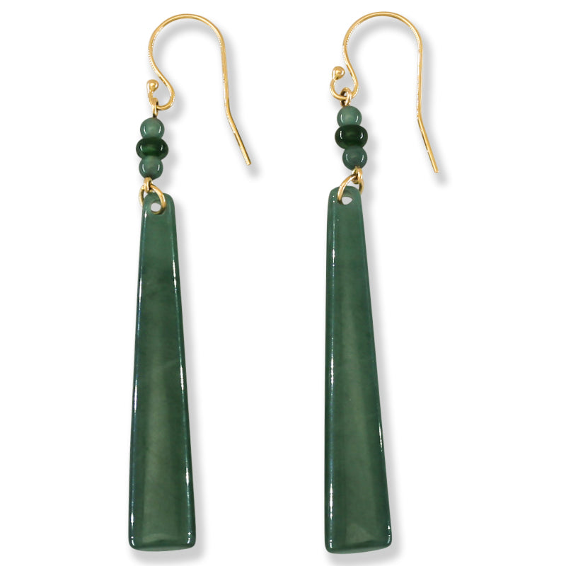 Blue Green Jadeite Jade Drop 14K Yellow Gold Earrings Jade Jewelry