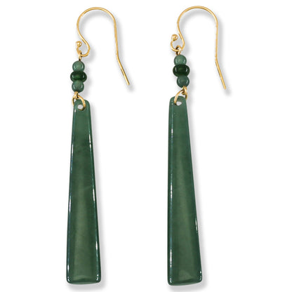 Blue Green Jadeite Jade Drop 14K Yellow Gold Earrings Jade Jewelry