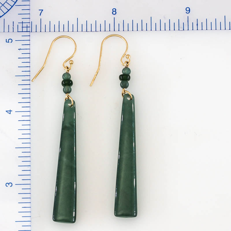 Blue Green Jadeite Jade Drop 14K Yellow Gold Earrings Jade Jewelry