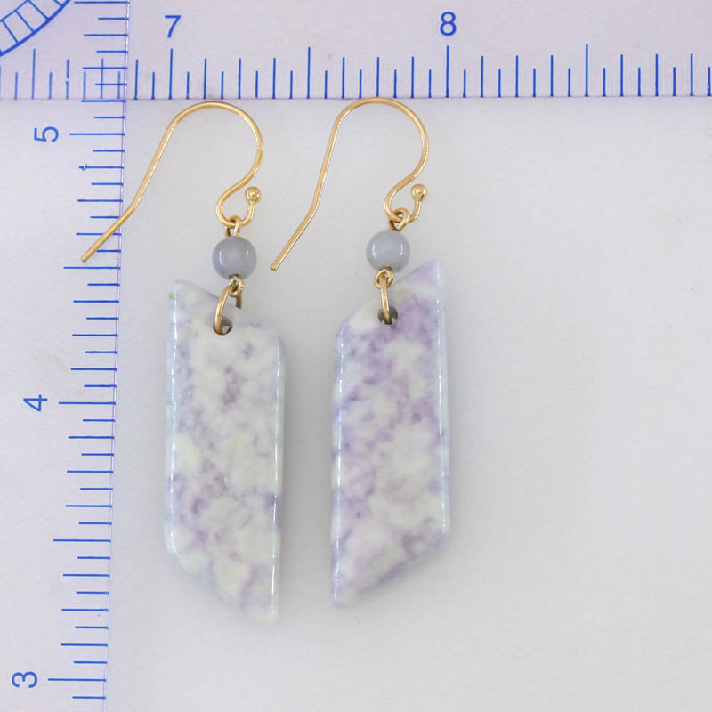 Lavender Guatemalan Jadeite Jade Drop 14K Yellow Gold Earrings Jade Jewelry