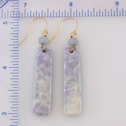 Lavender Guatemalan Jadeite Jade Drop 14K Yellow Gold Earrings Jade Jewelry