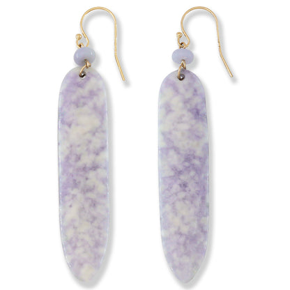 Lavender Guatemalan Jadeite Jade Drop 14K Yellow Gold Earrings Jade Jewelry