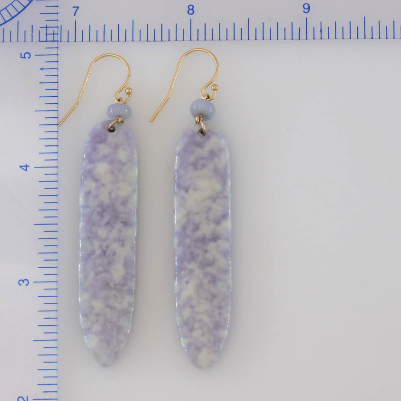 Lavender Guatemalan Jadeite Jade Drop 14K Yellow Gold Earrings Jade Jewelry