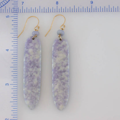 Lavender Guatemalan Jadeite Jade Drop 14K Yellow Gold Earrings Jade Jewelry