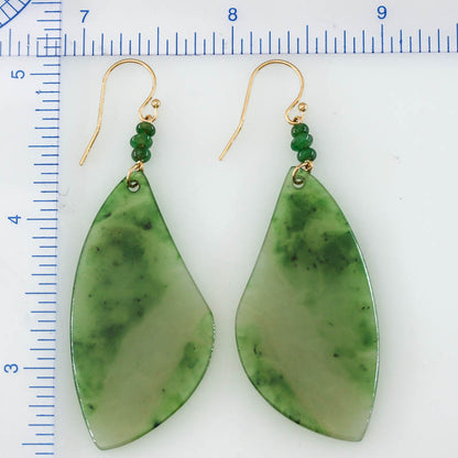 Green Nephrite Jade 14K Yellow Gold Drop Earring jade jewelry