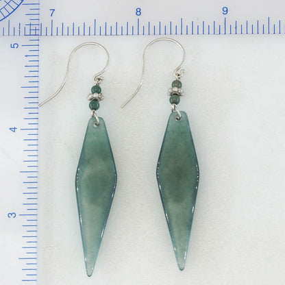 Blue Green Guatemalan Jadeite Jade Drop 14K Yellow Gold Earrings Jade Jewelry
