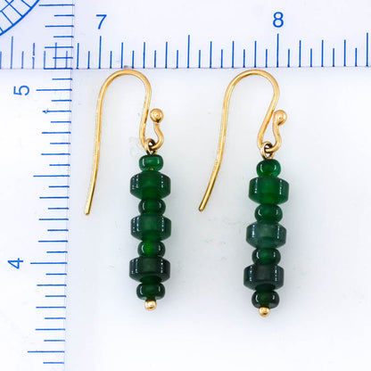 Blue Green Guatemalan Jadeite Jade Bead Drop 18K Yellow Gold Earring | UPC 402690