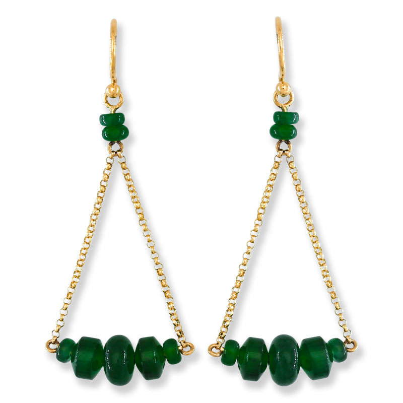 Blue Green Guatemalan Jadeite Jade Bead Drop 18 Yellow Gold Earring | UPC #403147