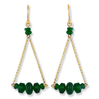 Blue Green Guatemalan Jadeite Jade Bead Drop 18 Yellow Gold Earring | UPC #403147