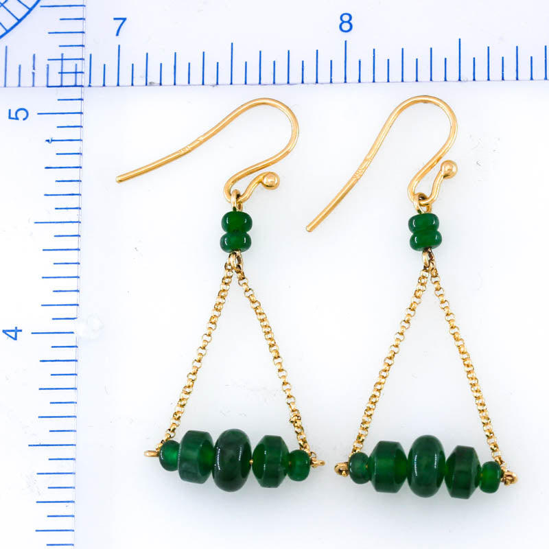 Blue Green Guatemalan Jadeite Jade Bead Drop 18 Yellow Gold Earring | UPC #403147