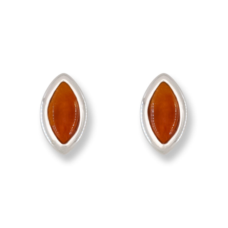 Red Jadeite Jade 14k Yellow Gold Marquise Stud Earring | UPC #404984