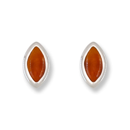 Red Jadeite Jade 14k Yellow Gold Marquise Stud Earring | UPC #404984