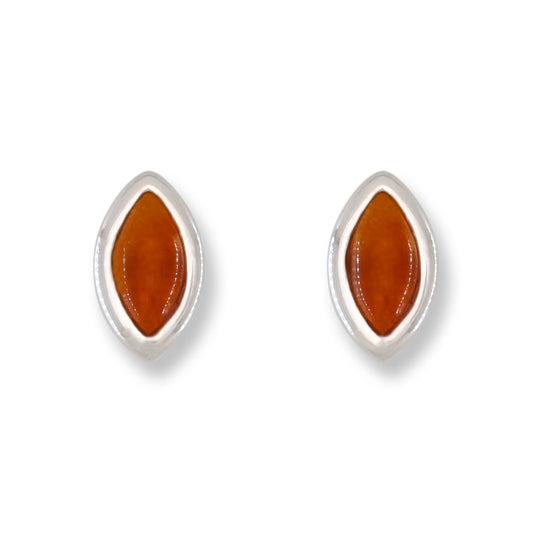 Red Jadeite Jade 14k Yellow Gold Marquise Stud Earring | UPC #404984