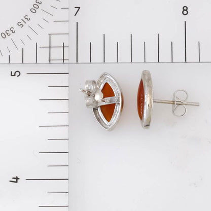 Red Jadeite Jade 14k Yellow Gold Marquise Stud Earring | UPC #404984
