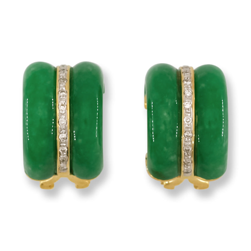 Estate Jade Earring | Vintage Green Jadeite Jade Earring in 18K White Gold | UPC #405028