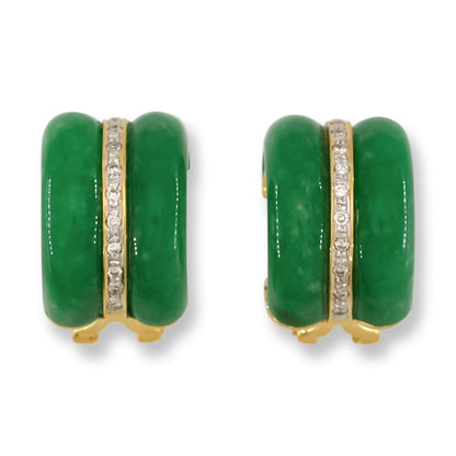 Estate Jade Earring | Vintage Green Jadeite Jade Earring in 18K White Gold | UPC #405028
