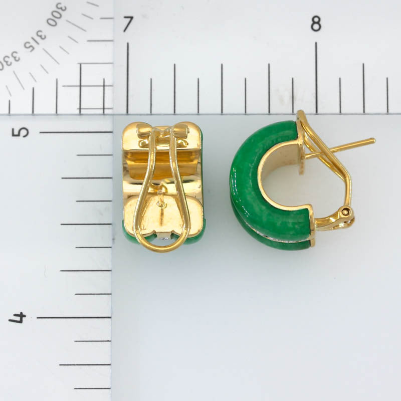 Estate Jade Earring | Vintage Green Jadeite Jade Earring in 18K White Gold | UPC #405028