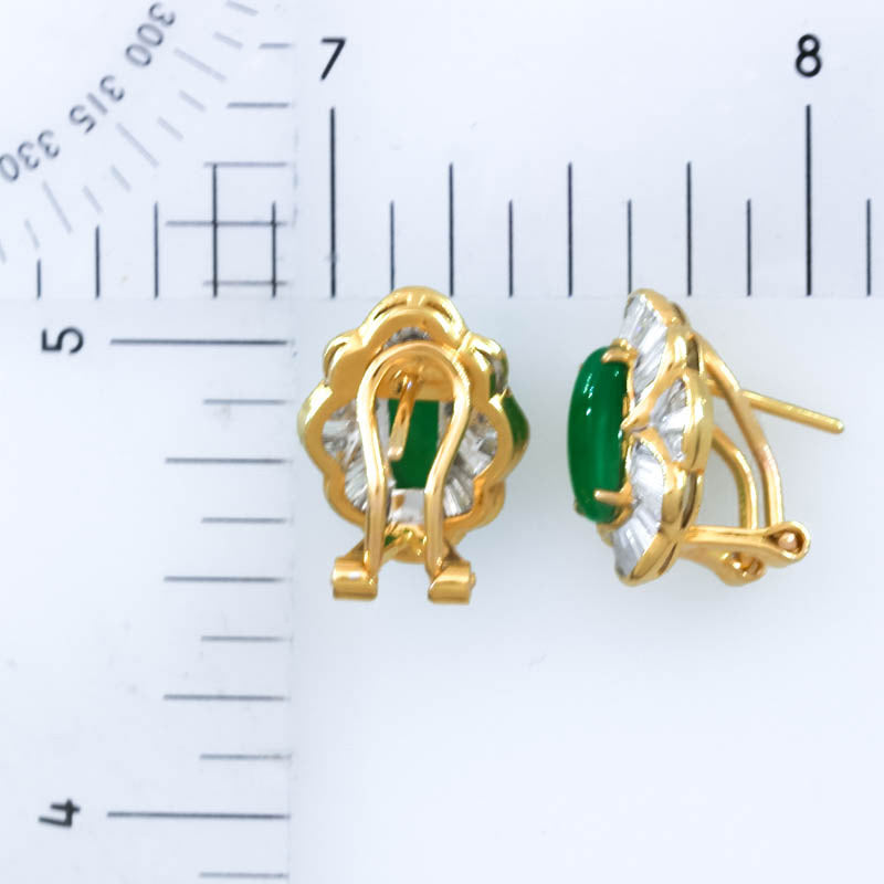Estate Jade Earring | Vintage Green Jadeite Jade Earring in 18K Yellow Gold | UPC #406520