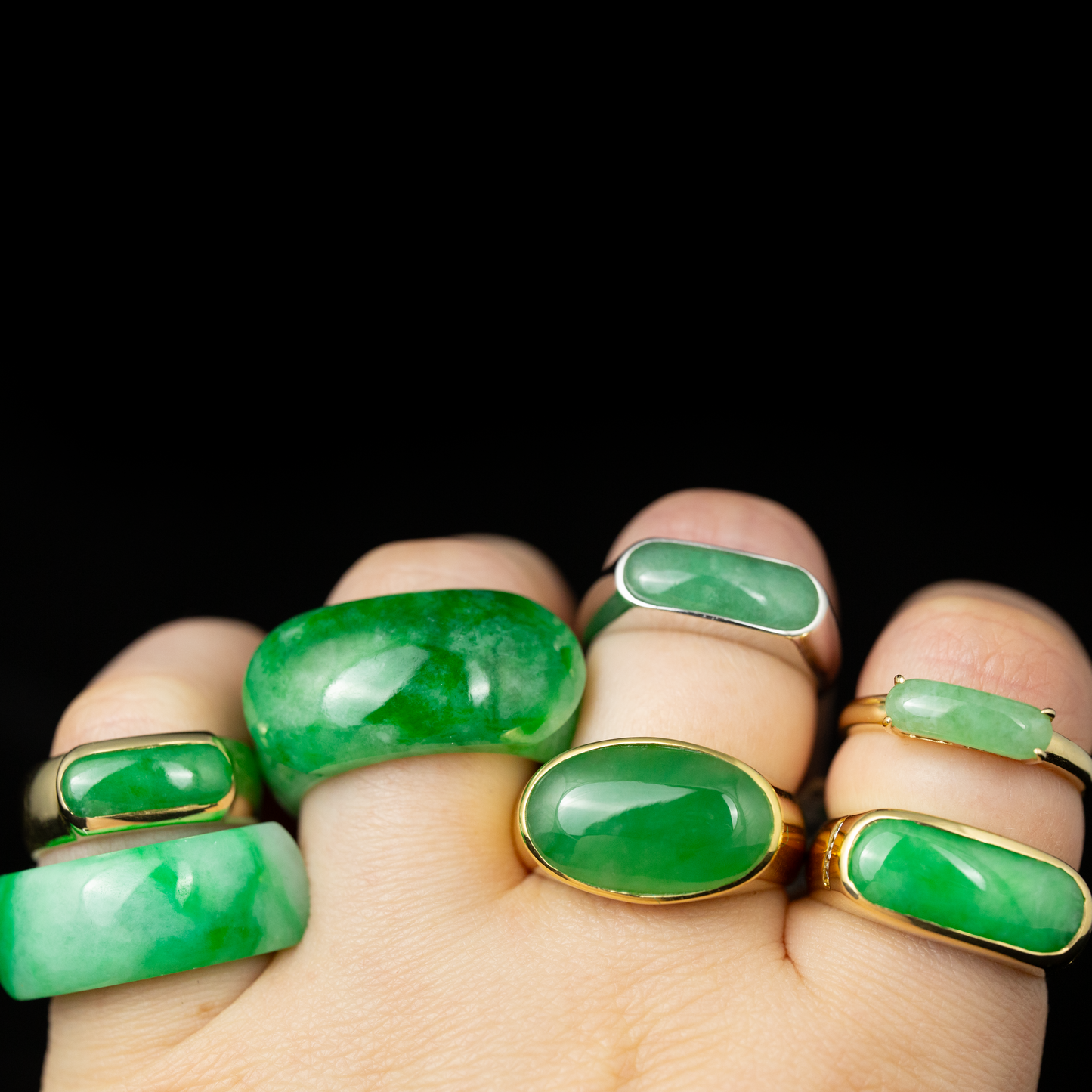 Solid Jade Saddle Ring | Green Jadeite Jade Ring Continuous Saddle Band Size 7 | UPC #267466