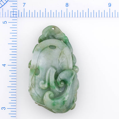 Green Jadeite Jade Loose Carved Phoenix & Ling-Zhi | UPC #315228