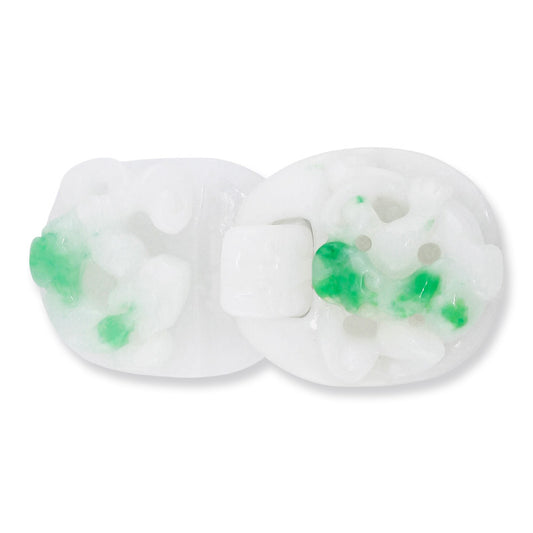 White and Green (Moss In Snow) Jadeite Jade Loose Dragon Buckle | UPC #338418