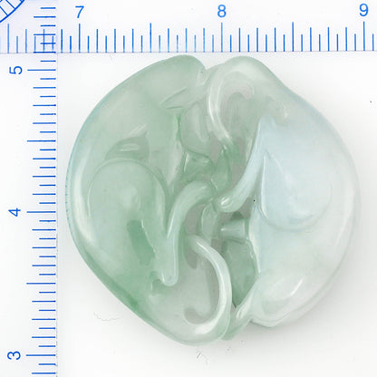 Loose Icy Green Jadeite Jade Double Rat Zodiac Carving | UPC #366534