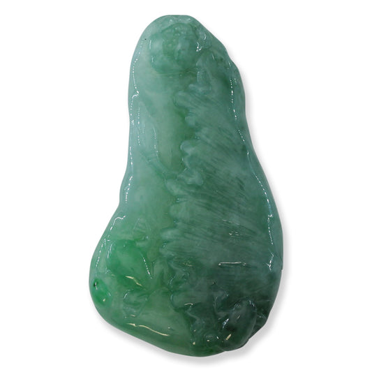 Loose Green Jadeite Jade Carved Frogs on Flower | UPC #393431