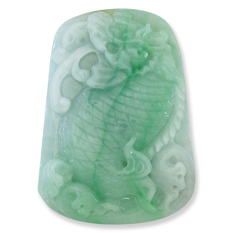 Loose Green Jadeite Jade Carved Dragonfish With Coin | UPC #377691