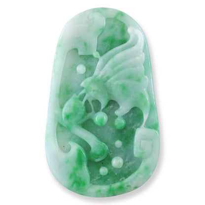 Loose Green Jadeite Jade Carved Butterfly on Flower  | UPC #385504