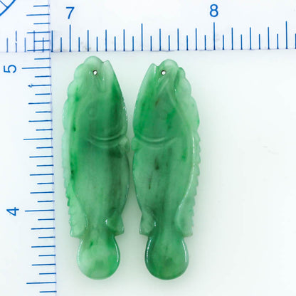 Loose Green Jadeite Jade Pair of Fish | UPC #387850