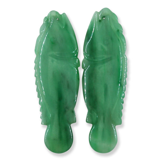 Loose Green Jadeite Jade Pair of Fish | UPC #387850