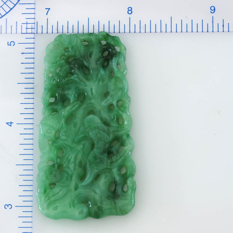 Green Jadeite Jade Loose Carving of Birds and Lingzhi Mushrooms | UPC #399815