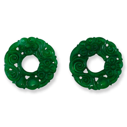 Green Jadeite Jade Carved Loose Pi Disc Pendant  | Jade Donut | UPC #400719