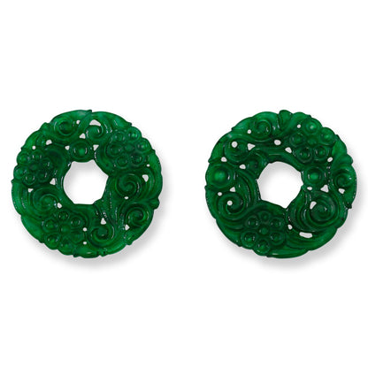 Green Jadeite Jade Carved Loose Pi Disc Pendant  | Jade Donut | UPC #400702