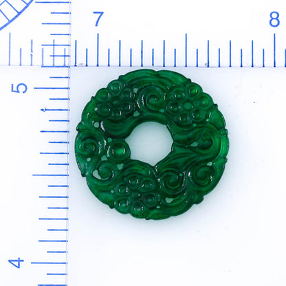 Green Jadeite Jade Carved Loose Pi Disc Pendant  | Jade Donut | UPC #400702