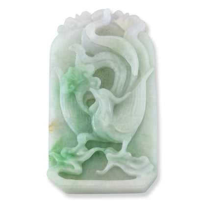 Loose Green Jadeite Jade Dragon And Phoenix jade jewelry