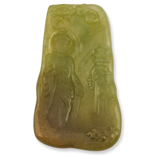 Yellow Translucent Jadeite Jade Loose Lady in The Garden Carving | UPC #377769