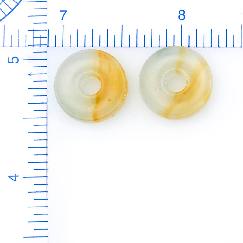 YELLOW JADEITE JADE LOOSE PAIR CIRCLE DISCS UPC #387744