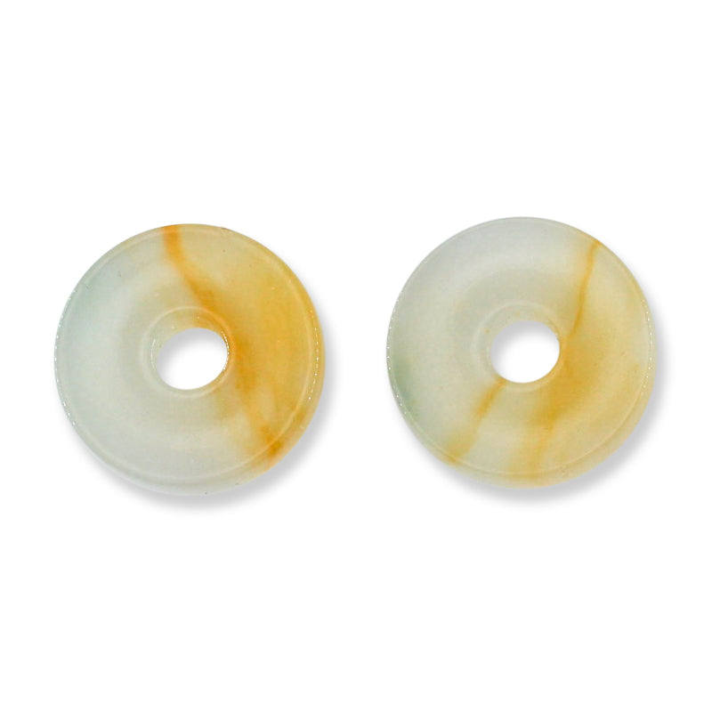YELLOW JADEITE JADE LOOSE PAIR CIRCLE DISCS UPC #387744